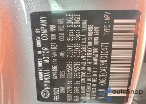 2022 Hyundai Tucson Limited из США, поврежденный, VIN KM8JECA17NU010471